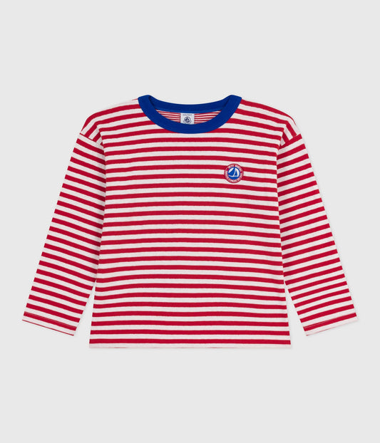 Langærmet t-shirt med røde striber til børn