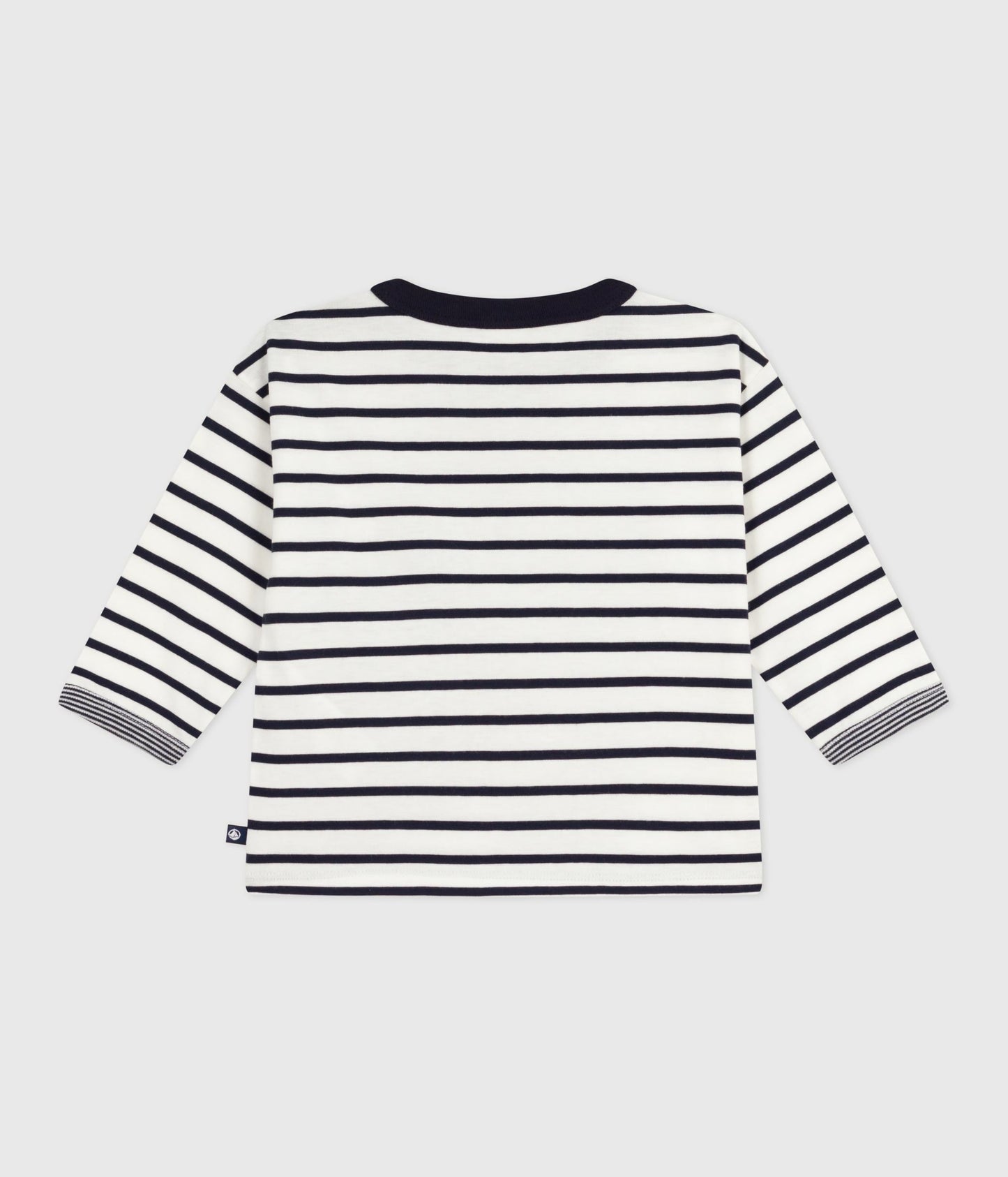 Langærmet t-shirt til baby med striber og lomme