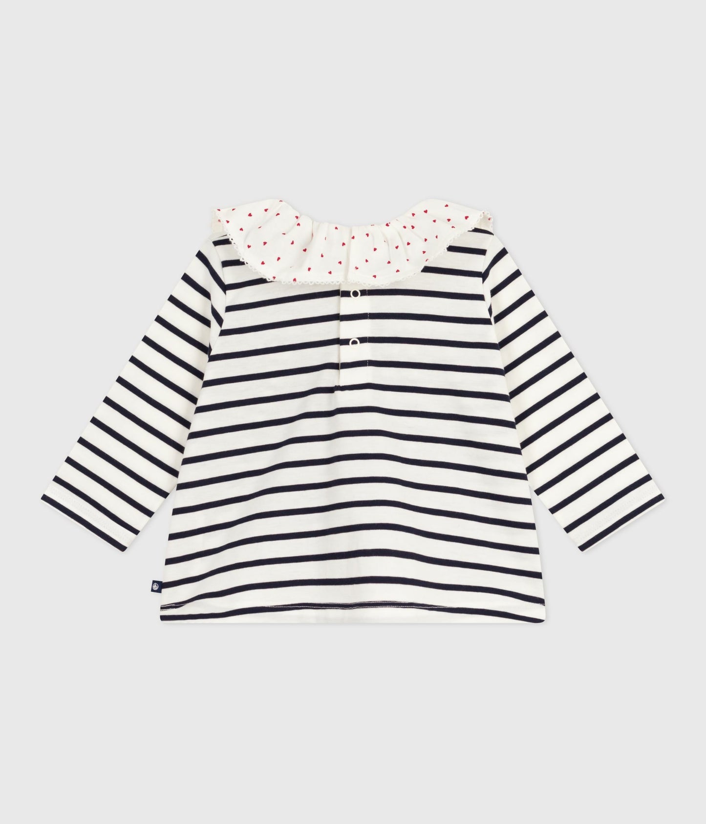 Stribet bluse til baby med hjerter på kraven