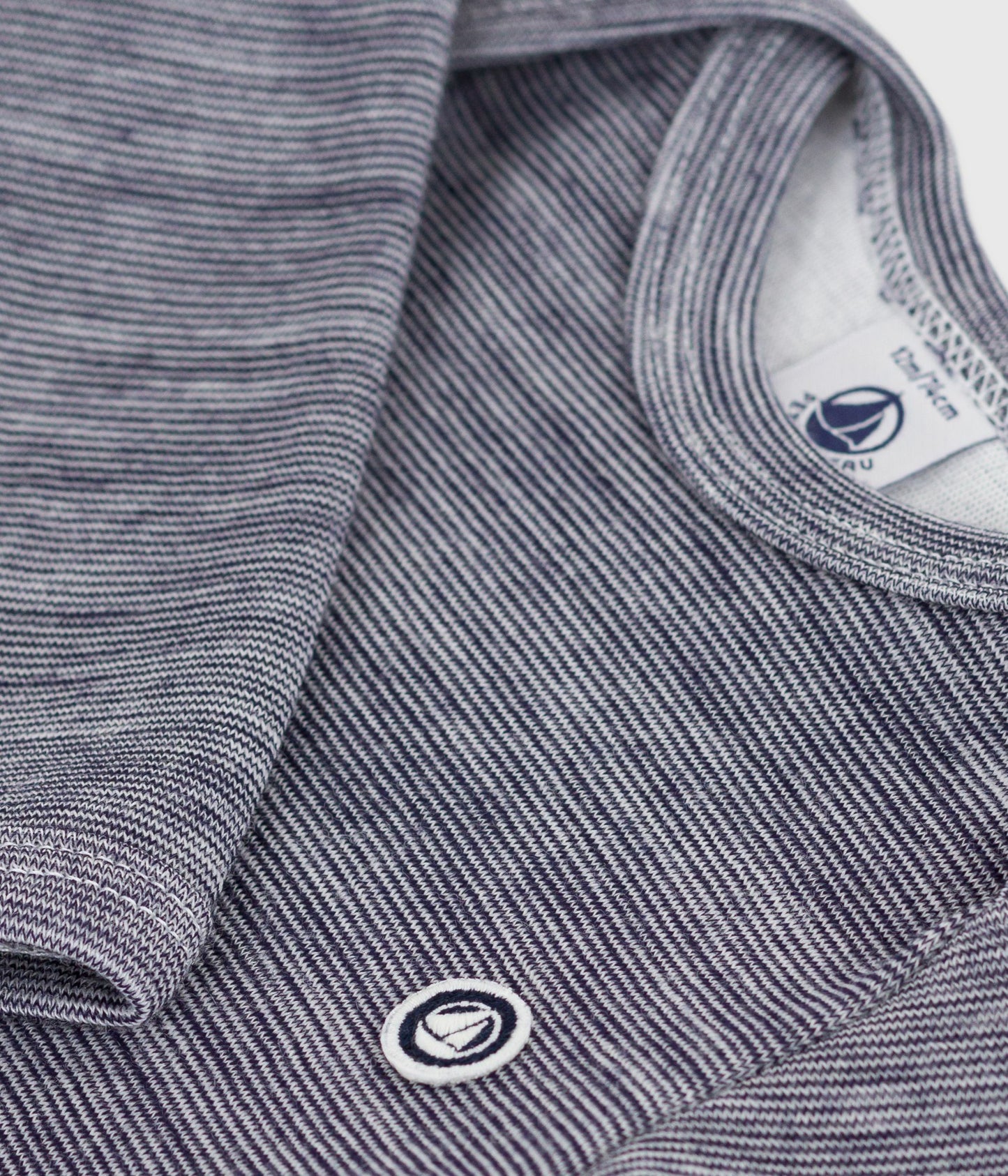 Langærmet uld og bomulds-body - grå