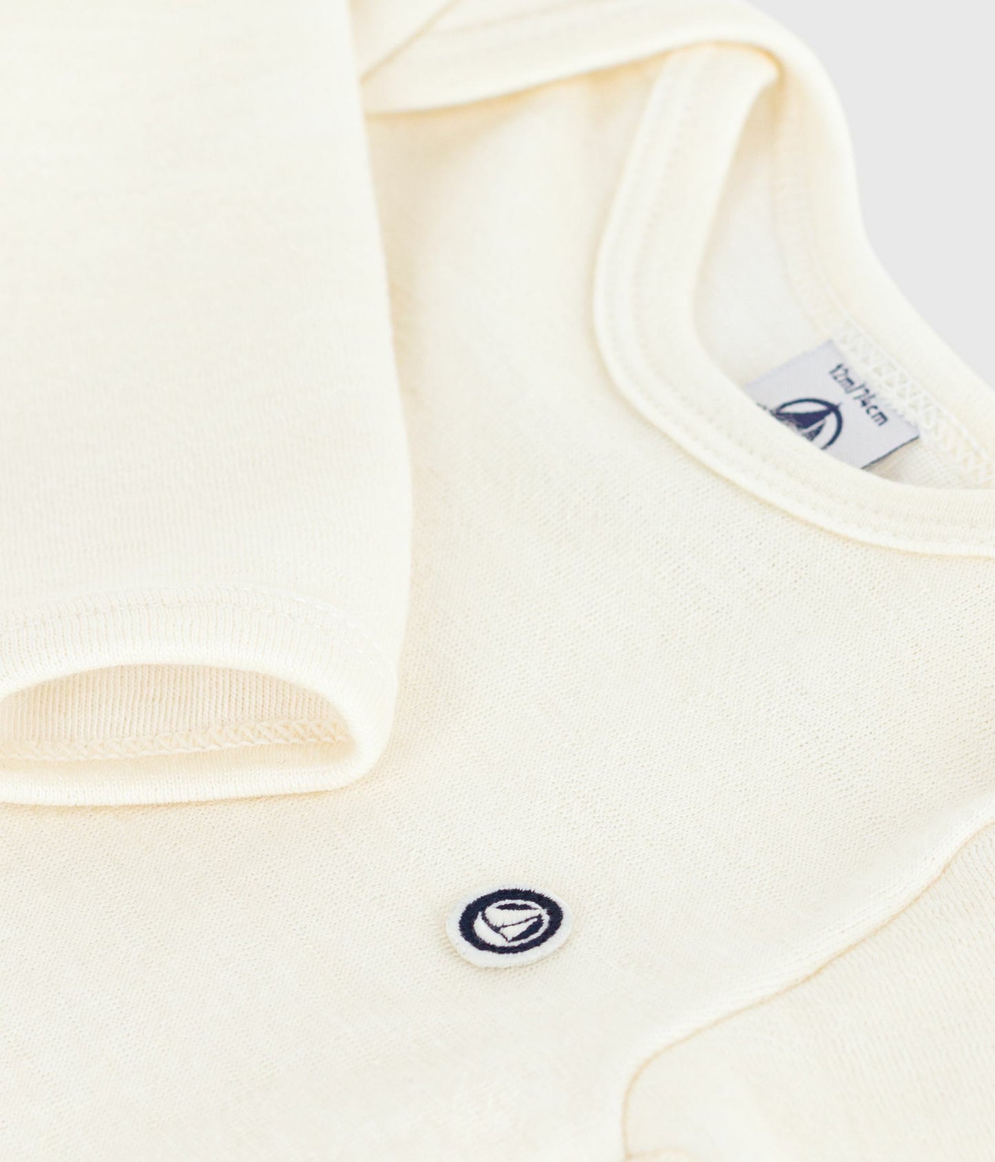 Langærmet uld og bomulds-body - råhvid