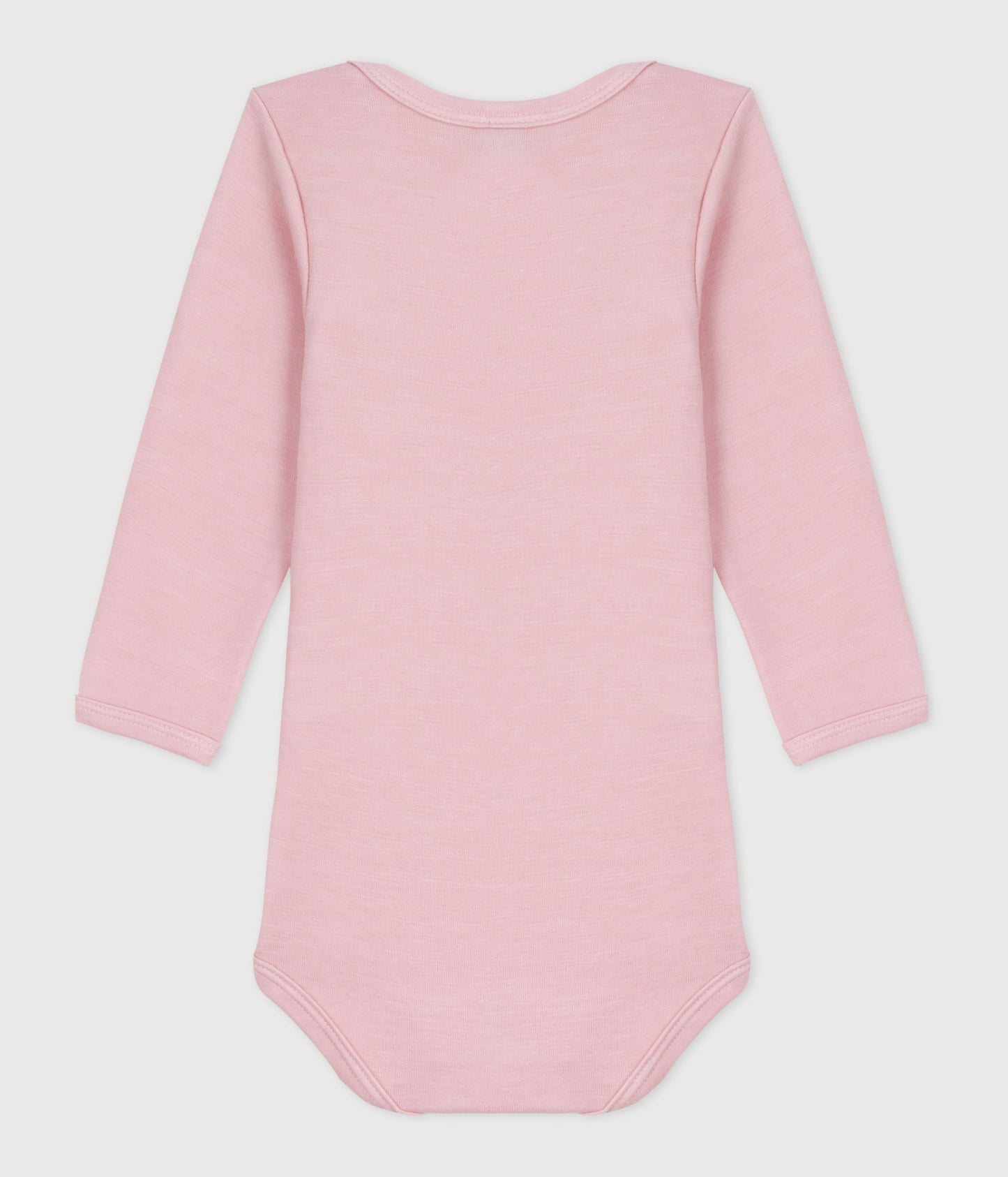 Langærmet uld og bomulds-body - lyserød