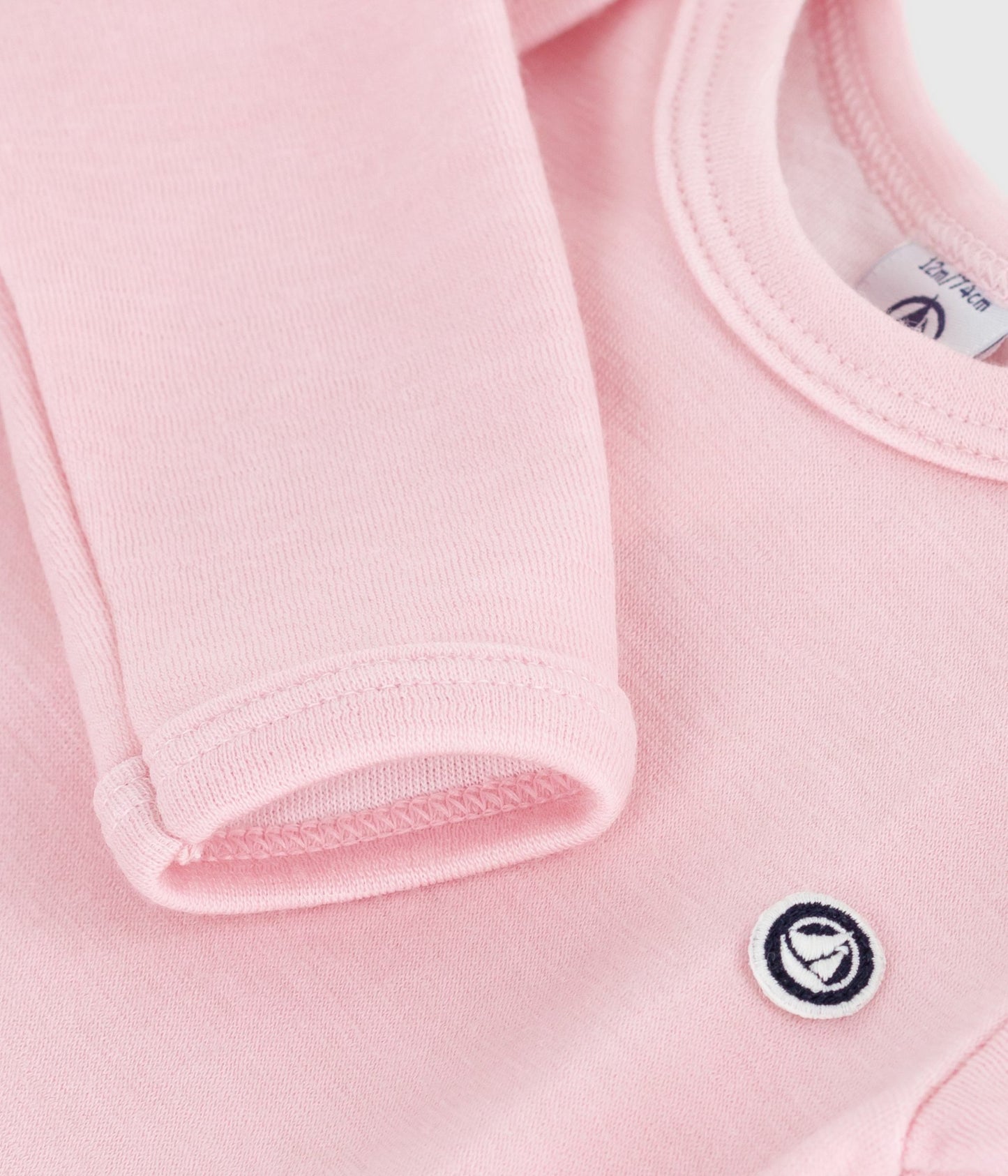 Langærmet uld og bomulds-body - lyserød