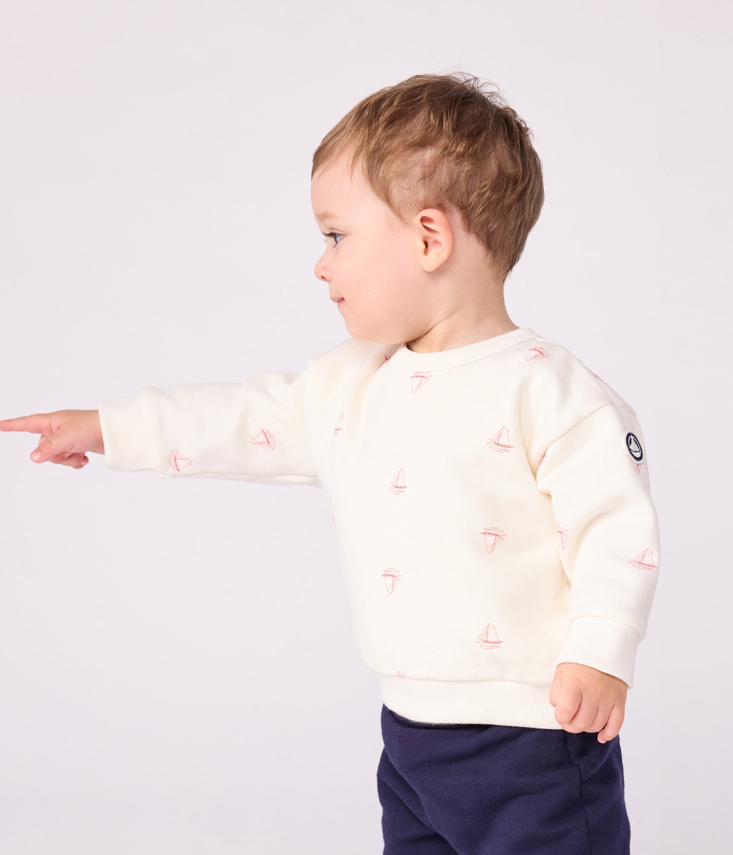 Sweatshirt i bomuld til baby med små både