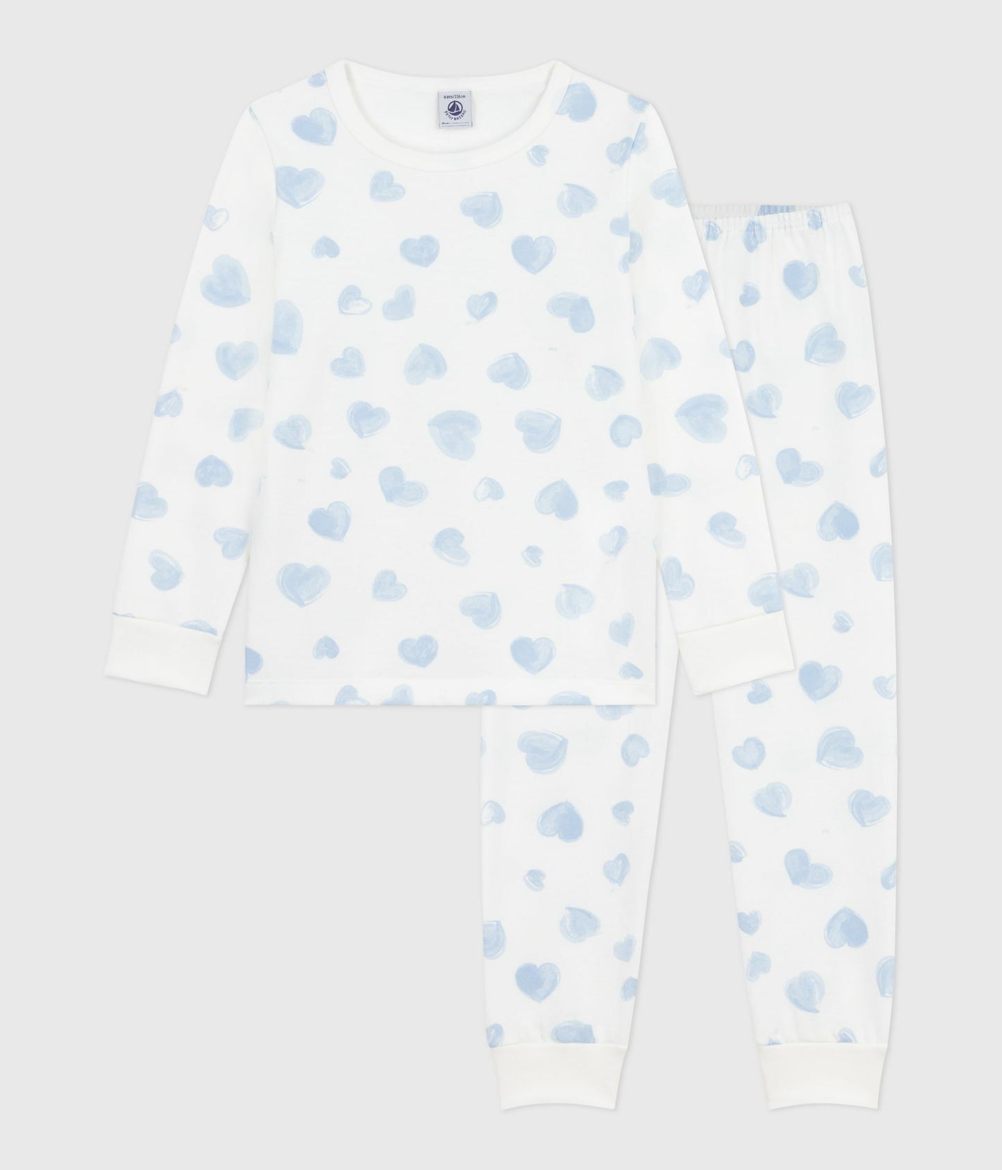 Pyjamas til børn med lyseblå hjerter