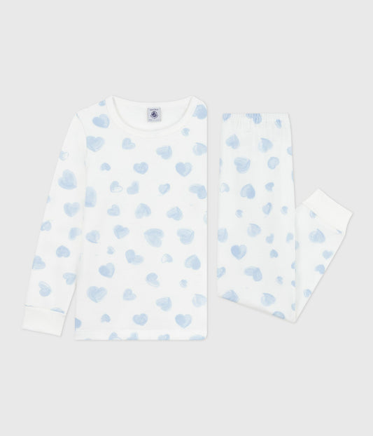 Pyjamas til børn med lyseblå hjerter