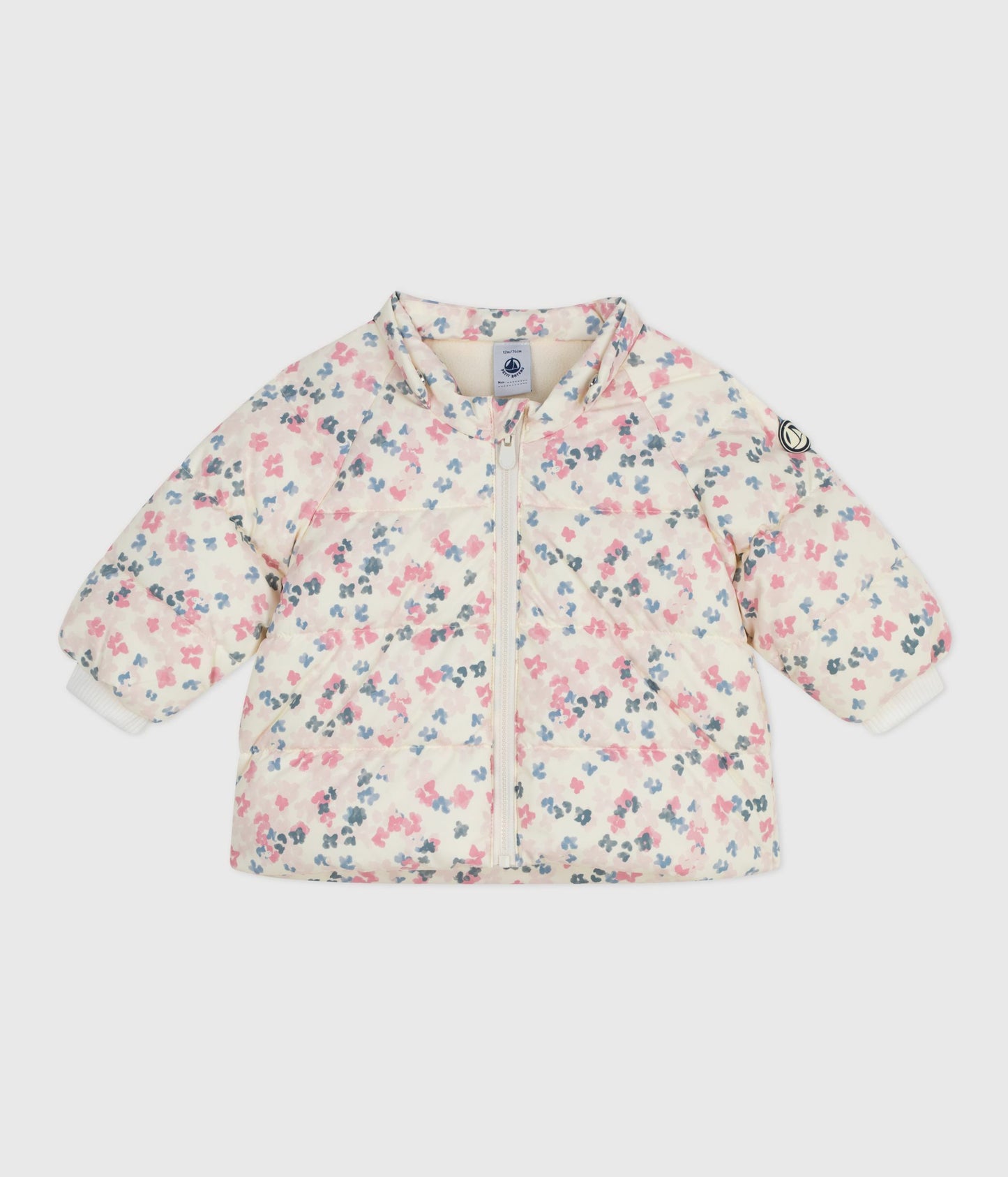 Dunjakke til baby med blomstertryk