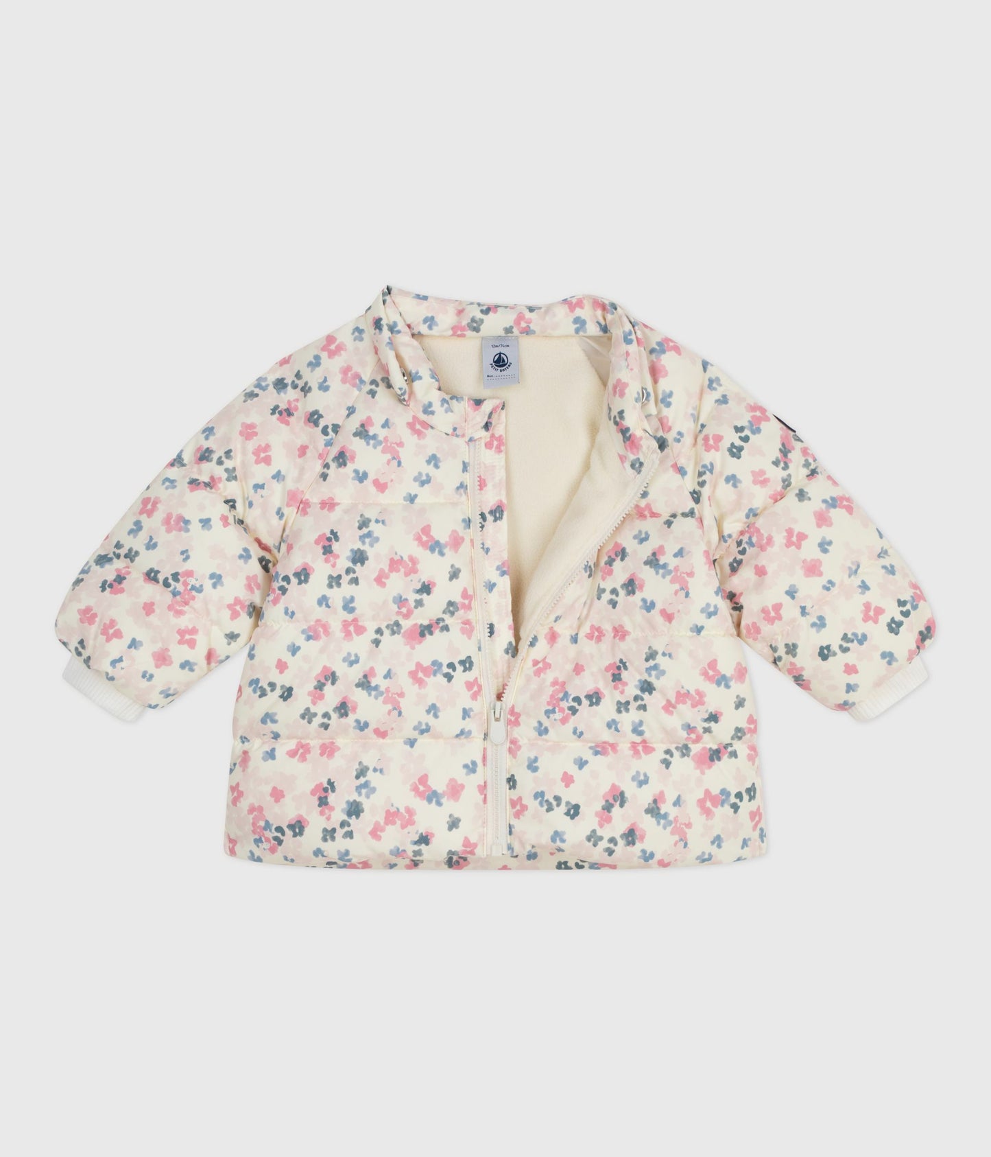 Dunjakke til baby med blomstertryk