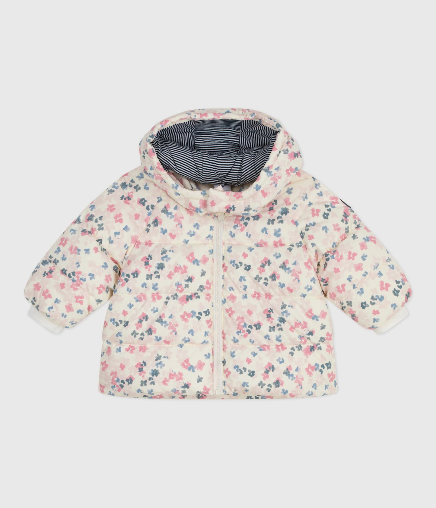 Dunjakke til baby med blomstertryk