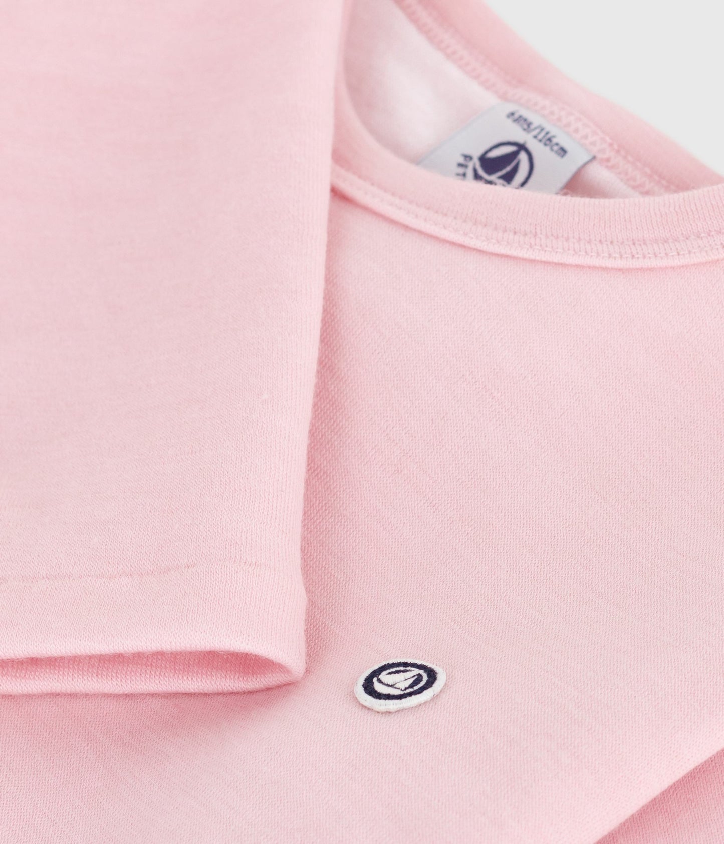 Langærmet t-shirt i uld og bomuld - lyserød