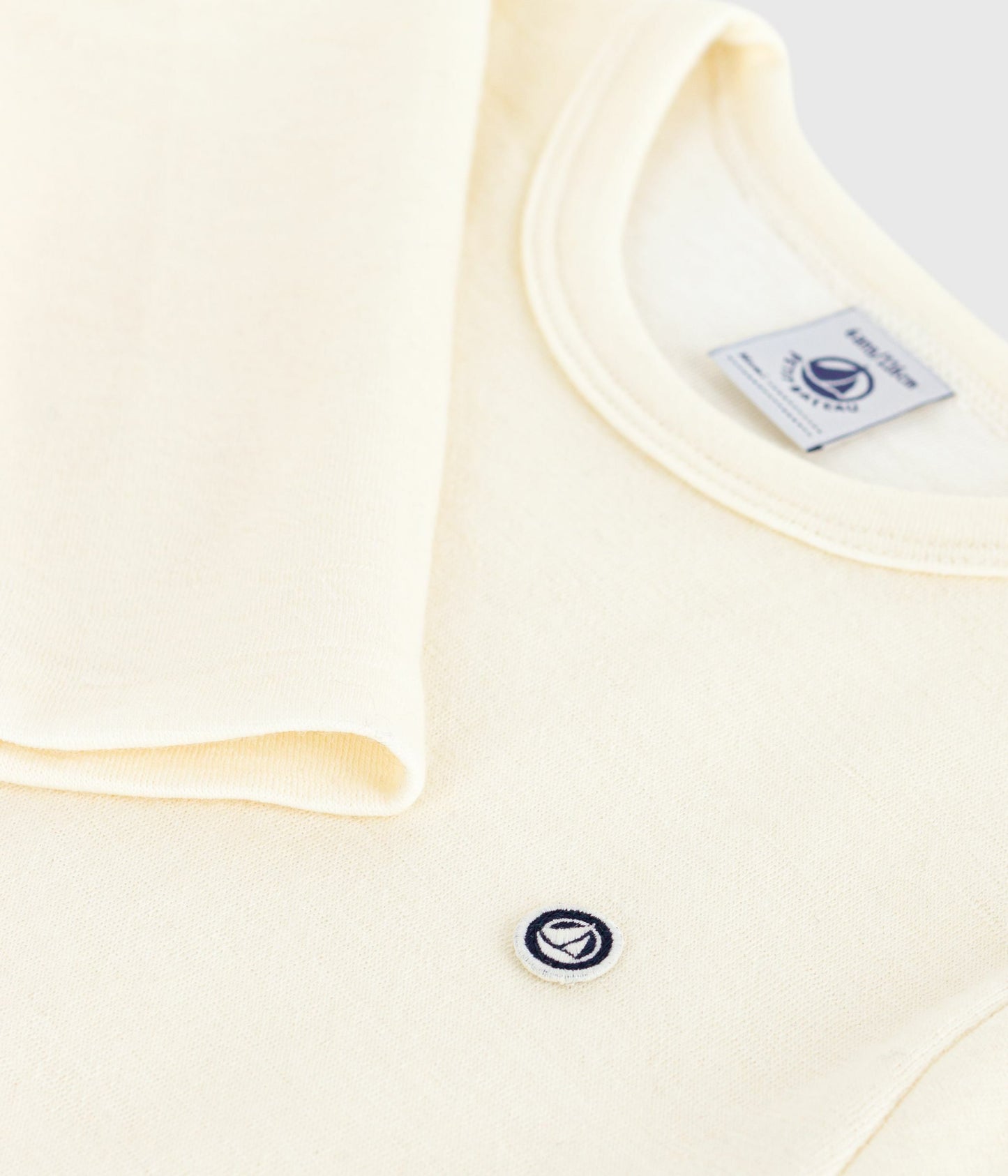 Langærmet t-shirt i uld og bomuld - råhvid