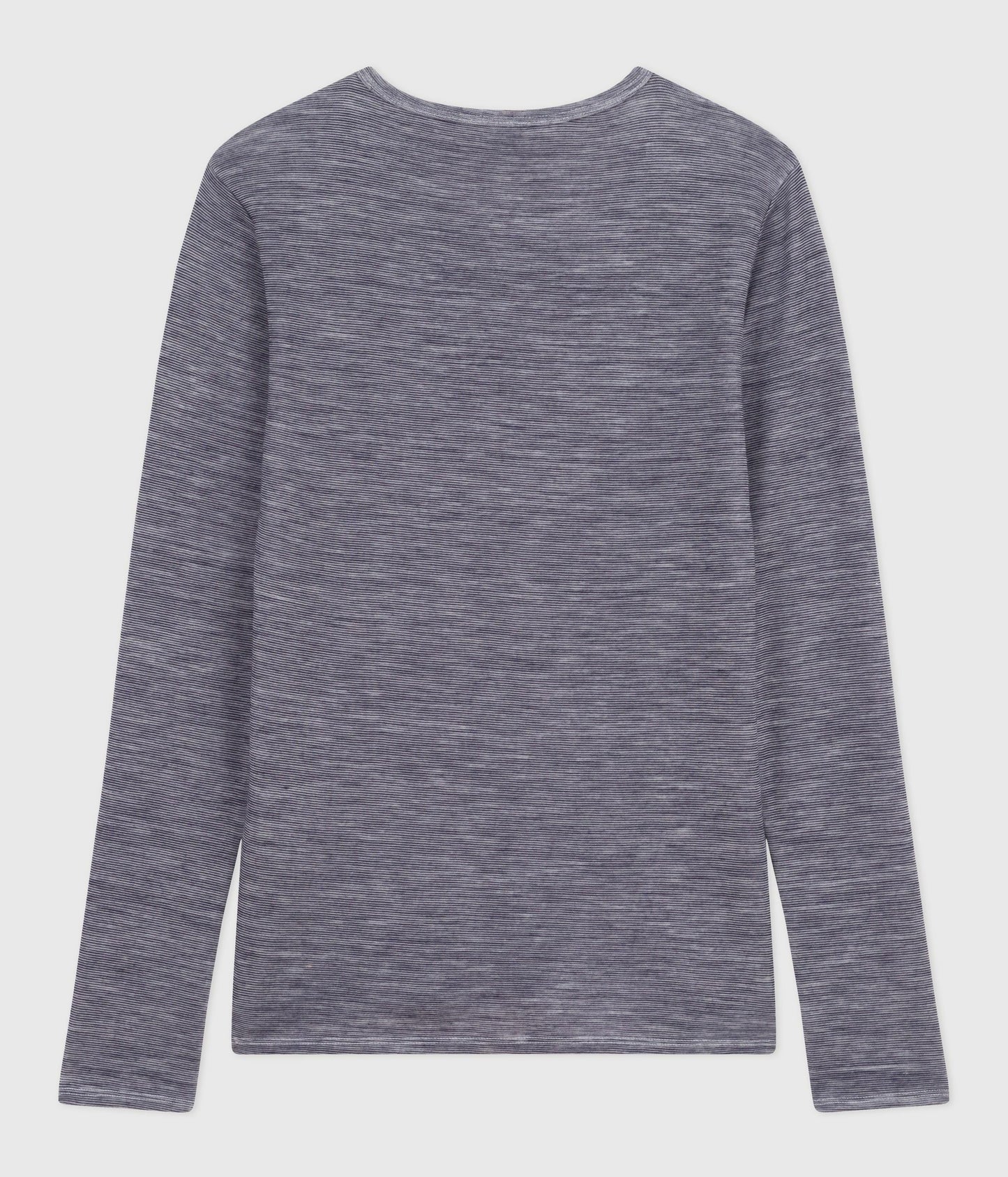Langærmet t-shirt i uld og bomuld - grå stribet