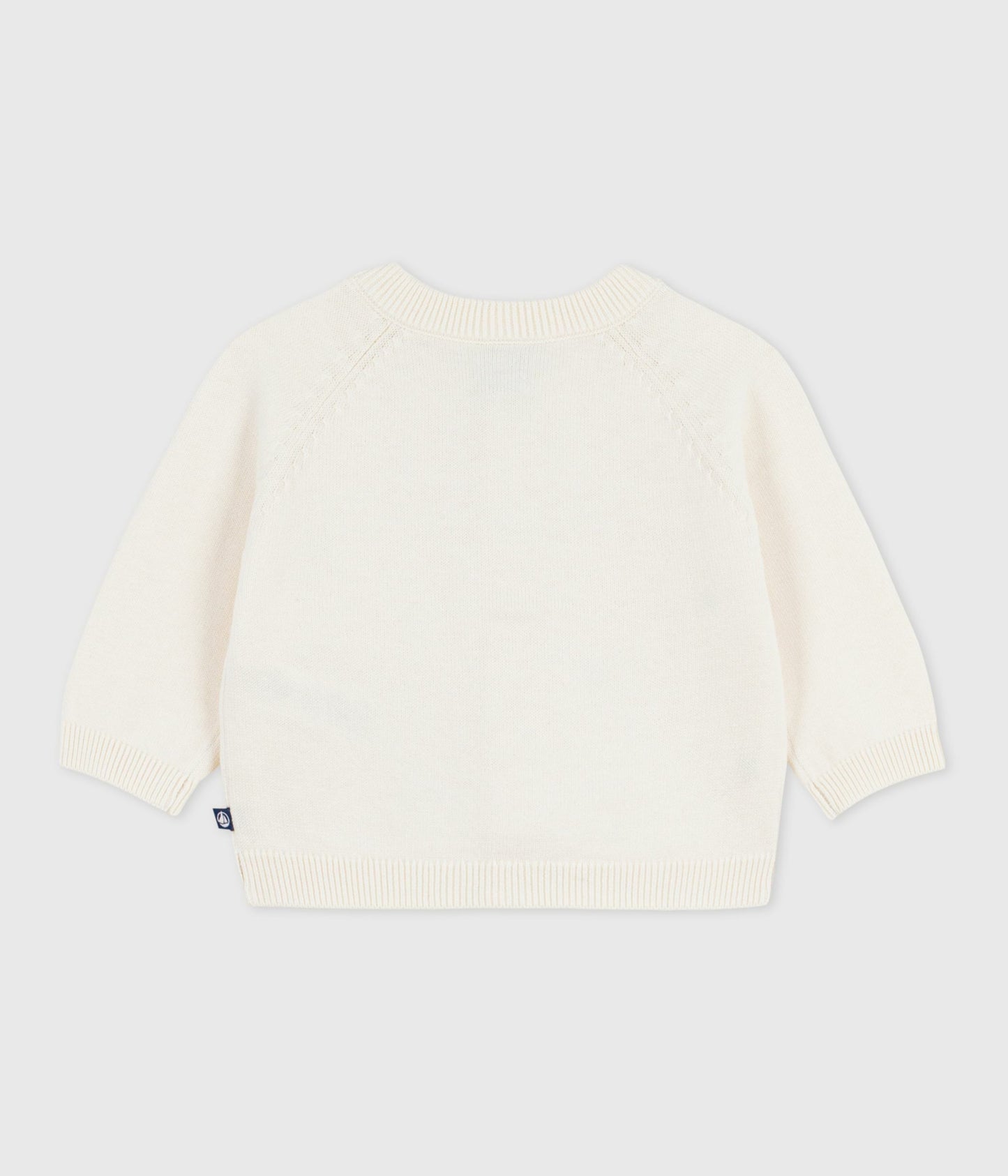 Uld og bomuldscardigan i råhvid med stjerner til baby