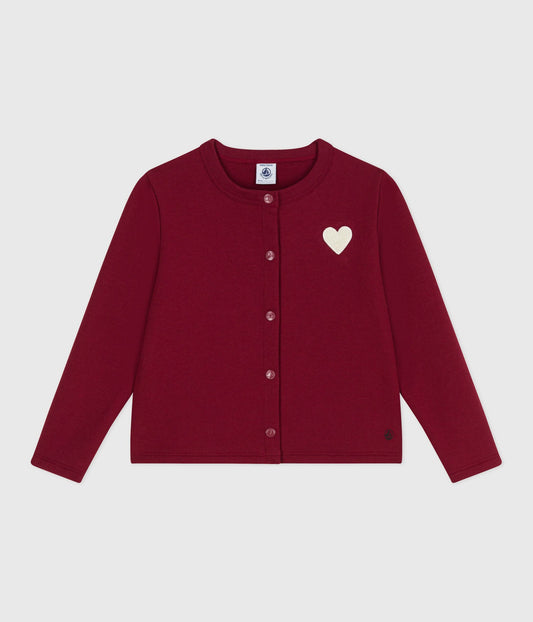 Cardigan med broderet hjerte til piger - rød