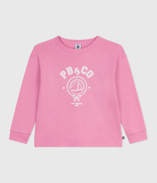 Lyserød sweatshirt med logo til piger