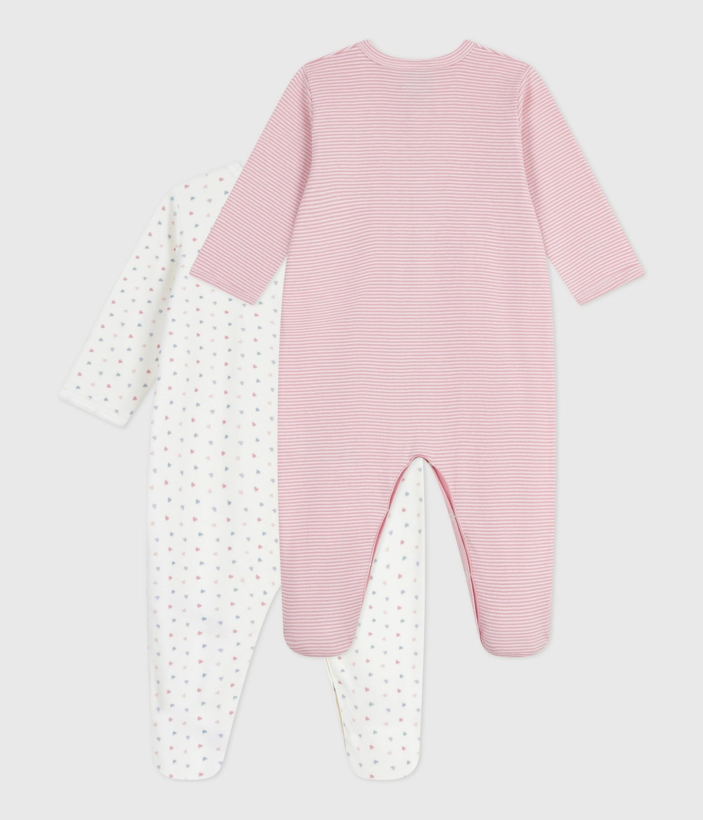 2-pak pyjamas til baby med lyserøde striber og hjerter