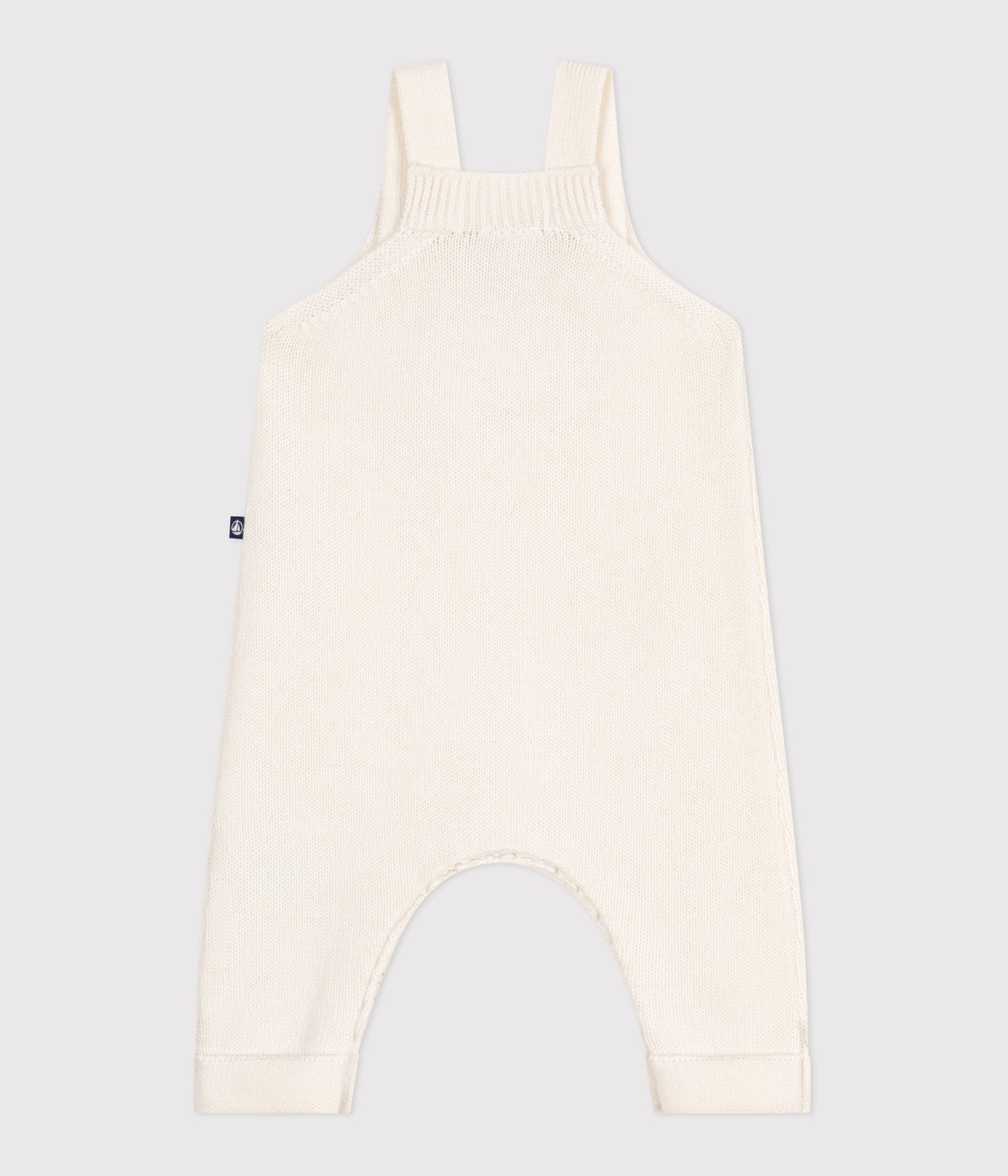 Overalls i hvid strikket uld og bomuld til baby