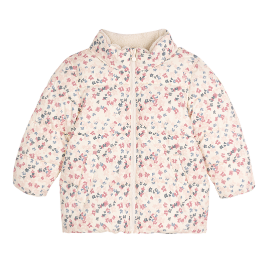 Dunjakke til børn med blomstertryk