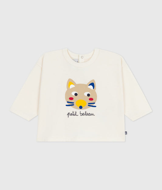 Sweatshirt til baby i råhvid med print