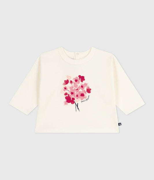 Sweatshirt til baby med lyserød blomst