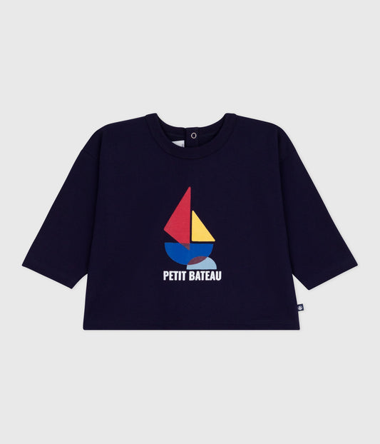 Sweatshirt til baby med multifarvet båd