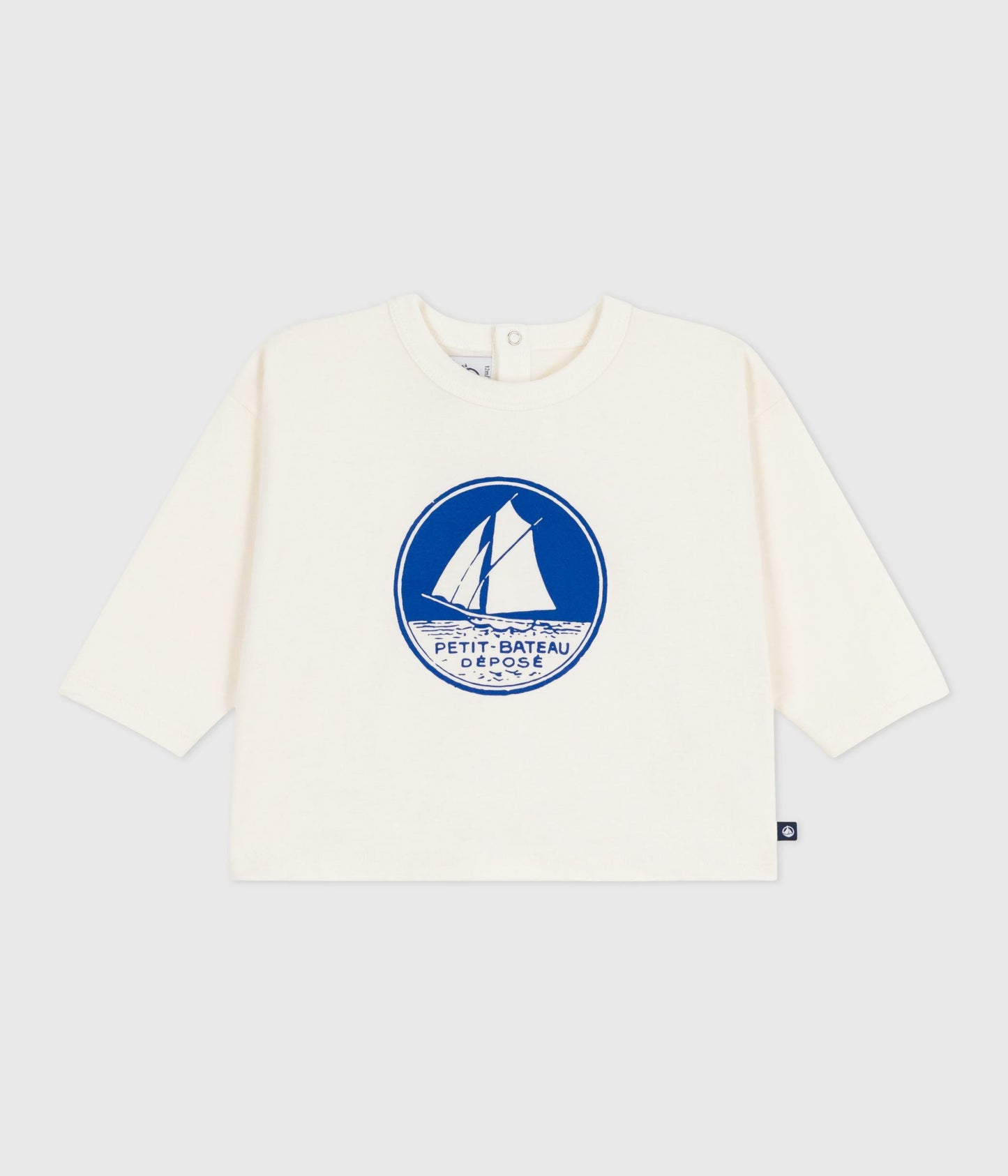 Sweatshirt i bomuld til baby med blå båd og logo