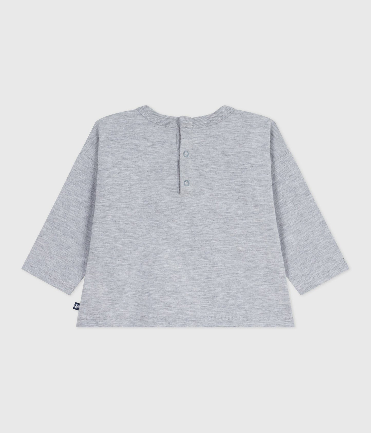 Langærmet t-shirt til baby i grå med blå hval