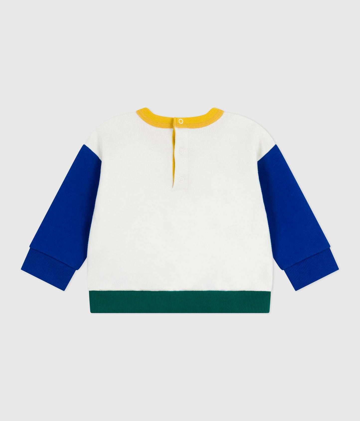 Sweatshirt til baby i hvid med blå ærmer