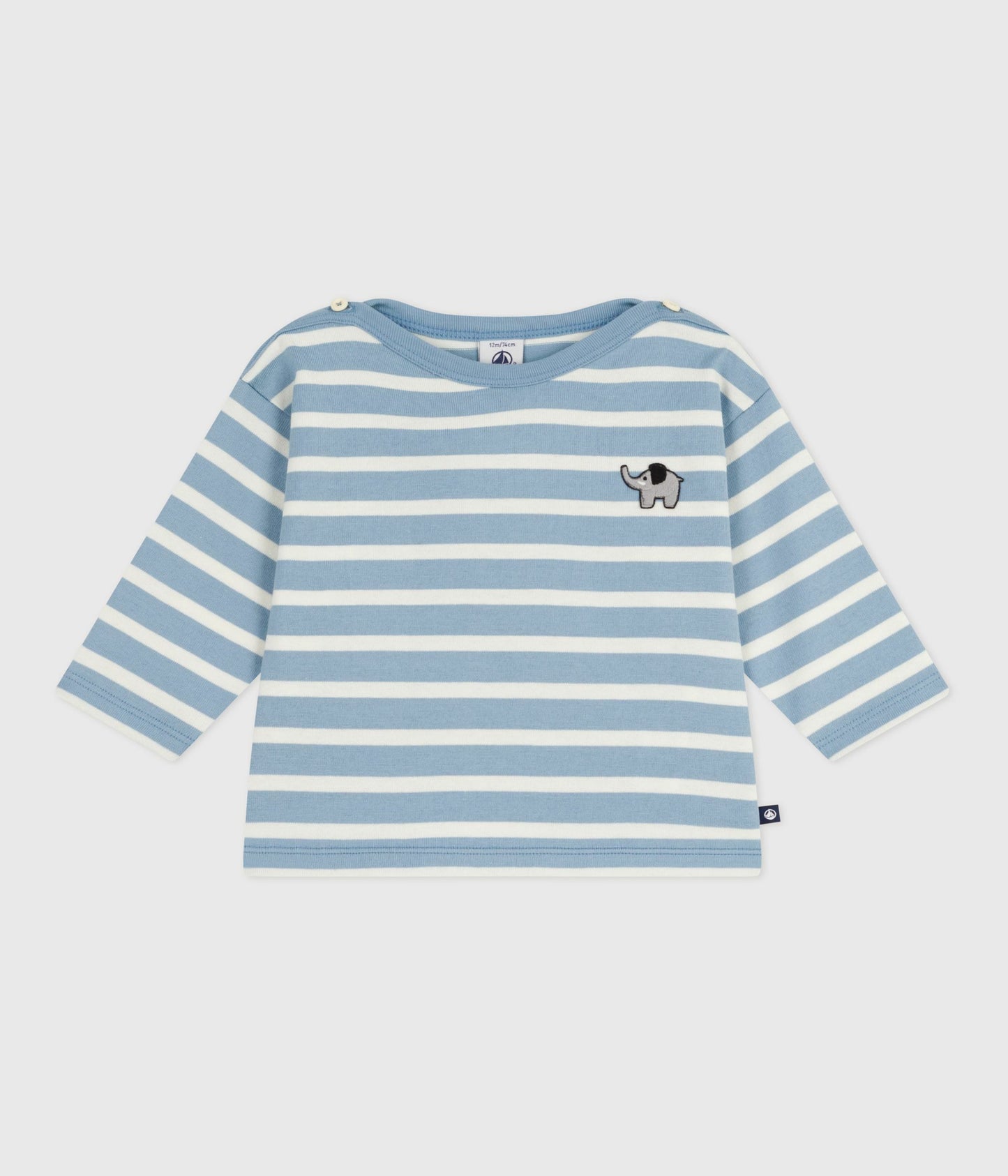 Sweatshirt til baby med brede lyseblå striber