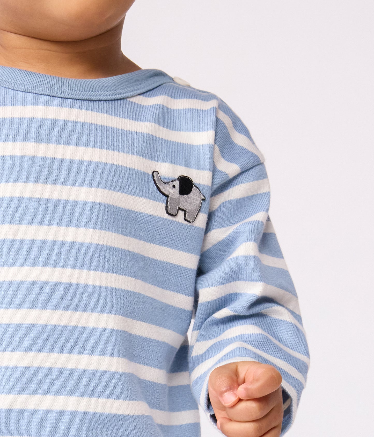Sweatshirt til baby med brede lyseblå striber