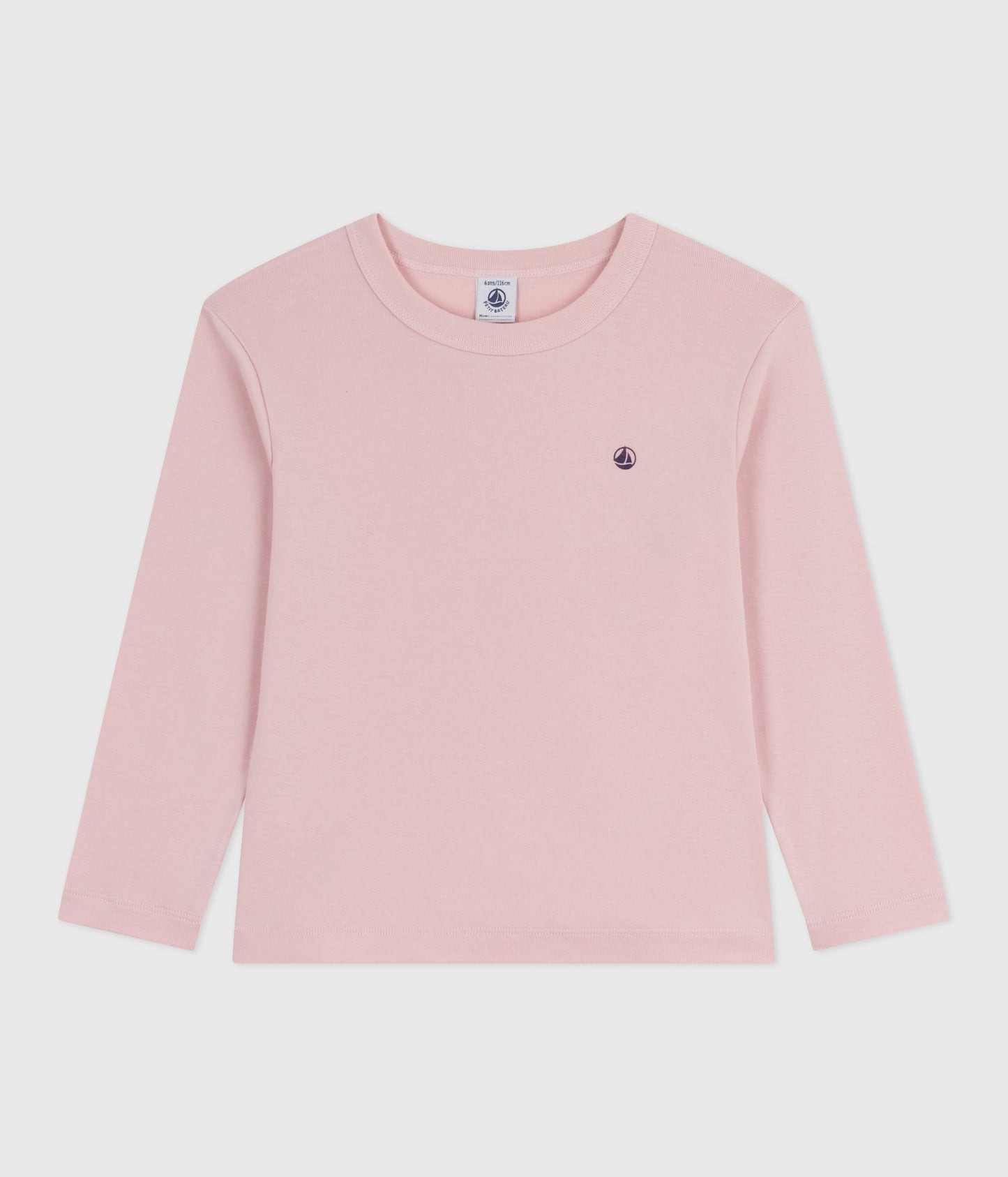 Langærmet t-shirt i lyserød bomuld