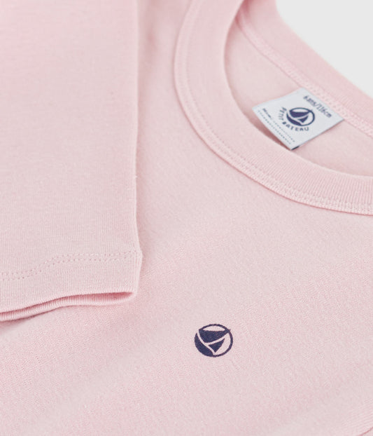Langærmet t-shirt i lyserød bomuld