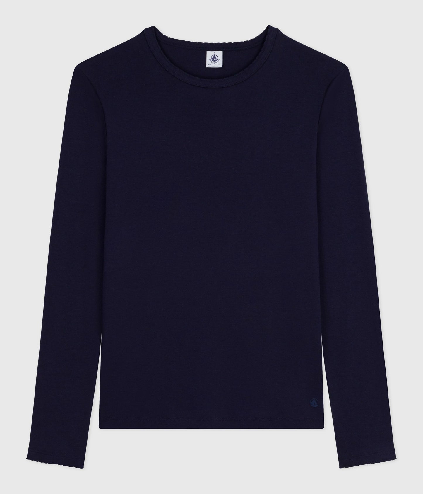 Langærmet T-shirt med bølgekant til kvinder - smoking