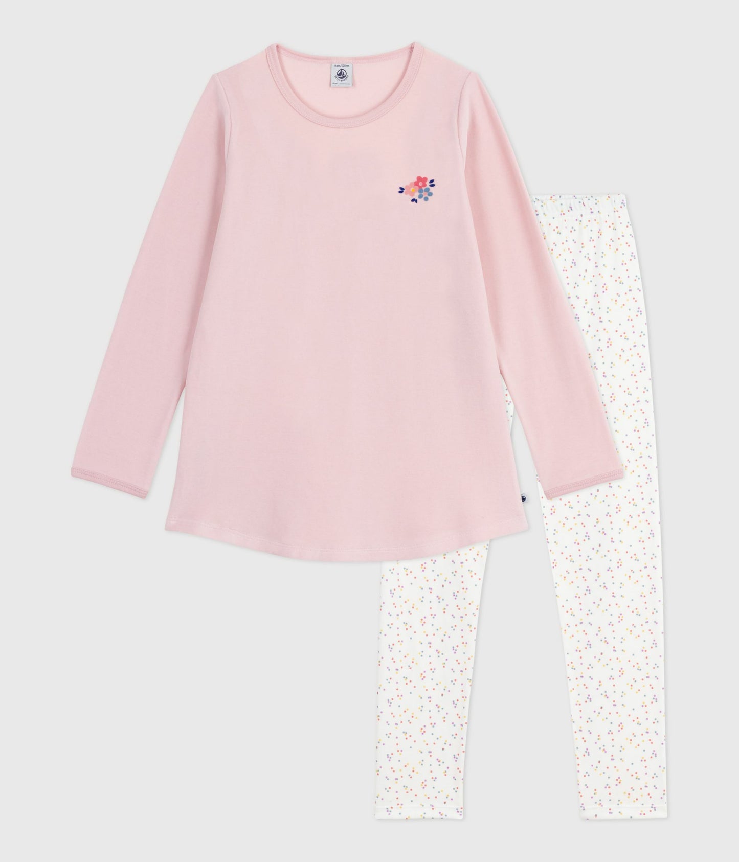Lyserød natkjole med prikkede leggings til piger