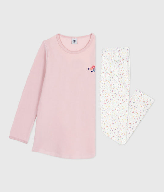 Lyserød natkjole med prikkede leggings til piger