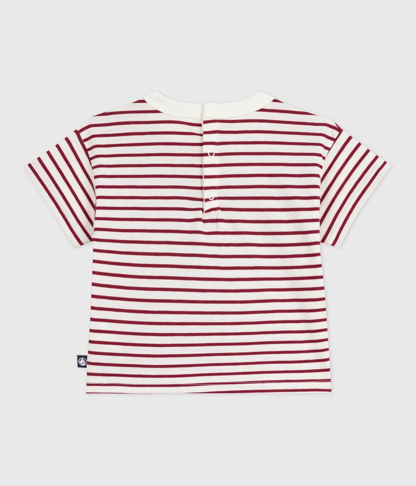 T-shirt i rødstribet bomuld til baby med logo