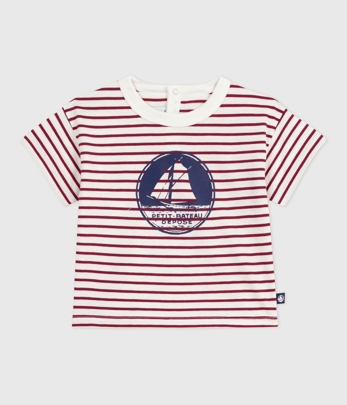 T-shirt i rødstribet bomuld til baby med logo