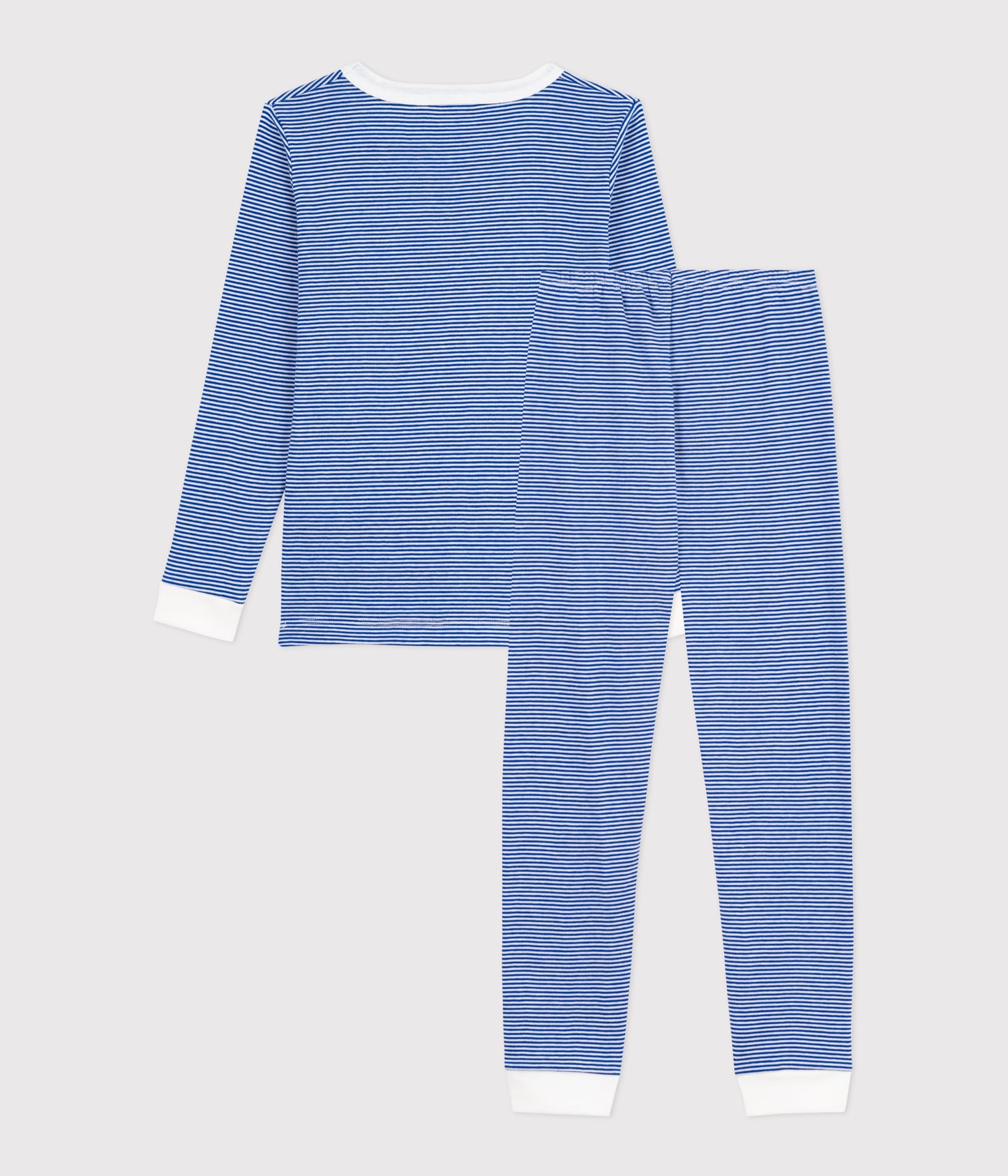 Langærmet pyjamas i bomuld til børn - koboltblå striber
