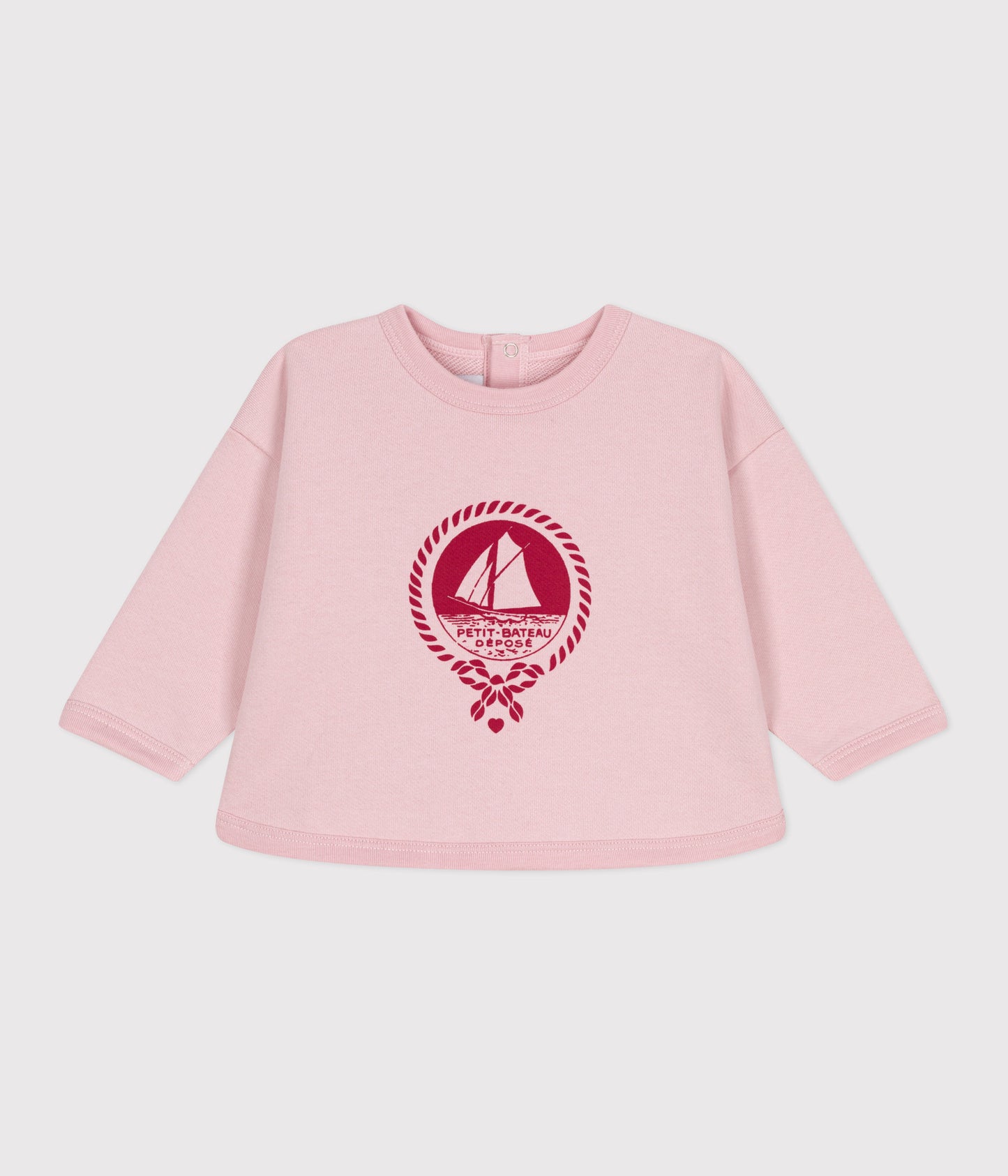 Sweatshirt i lyserød bomuld til baby med rødt tryk