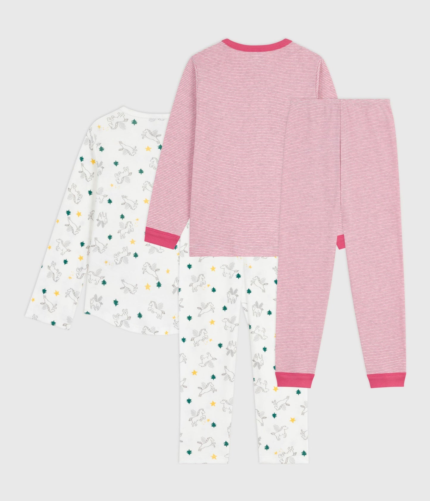 2-pak pyjamas røde striber og enhjørninger