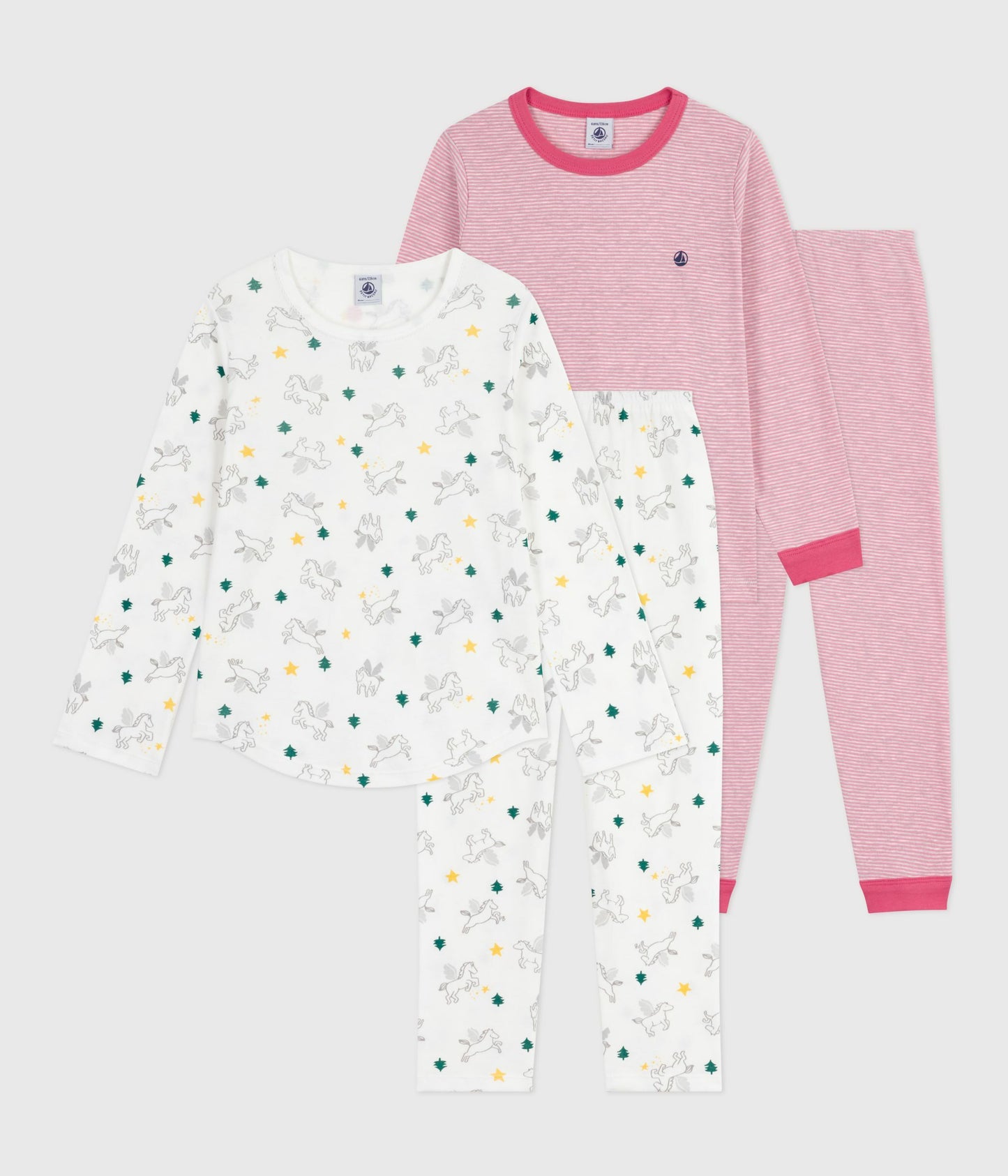 2-pak pyjamas røde striber og enhjørninger