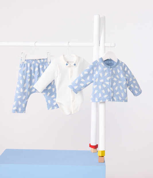Tredelt sæt til baby - blåt