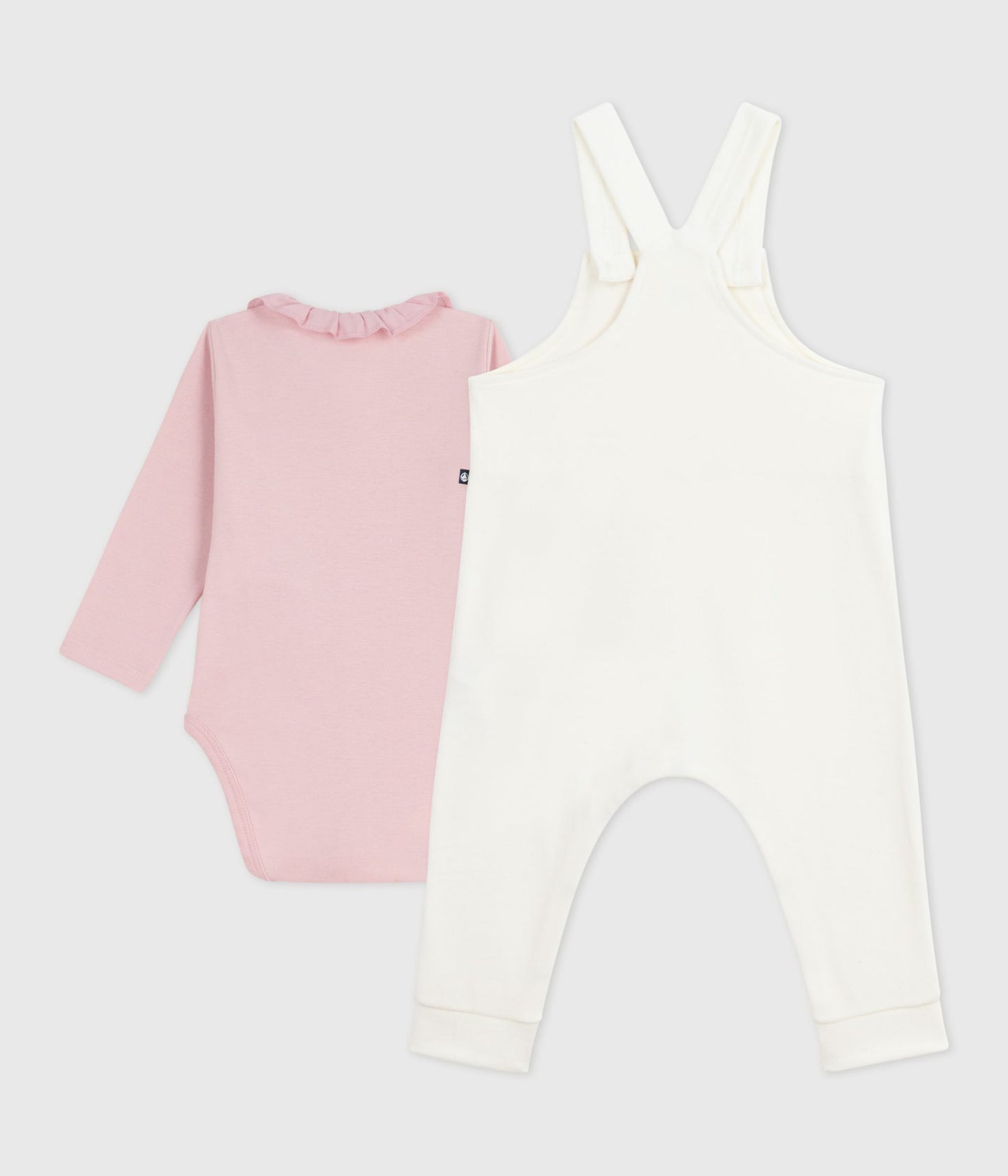 Sæt med hvid buksedragt og lyserød body til baby