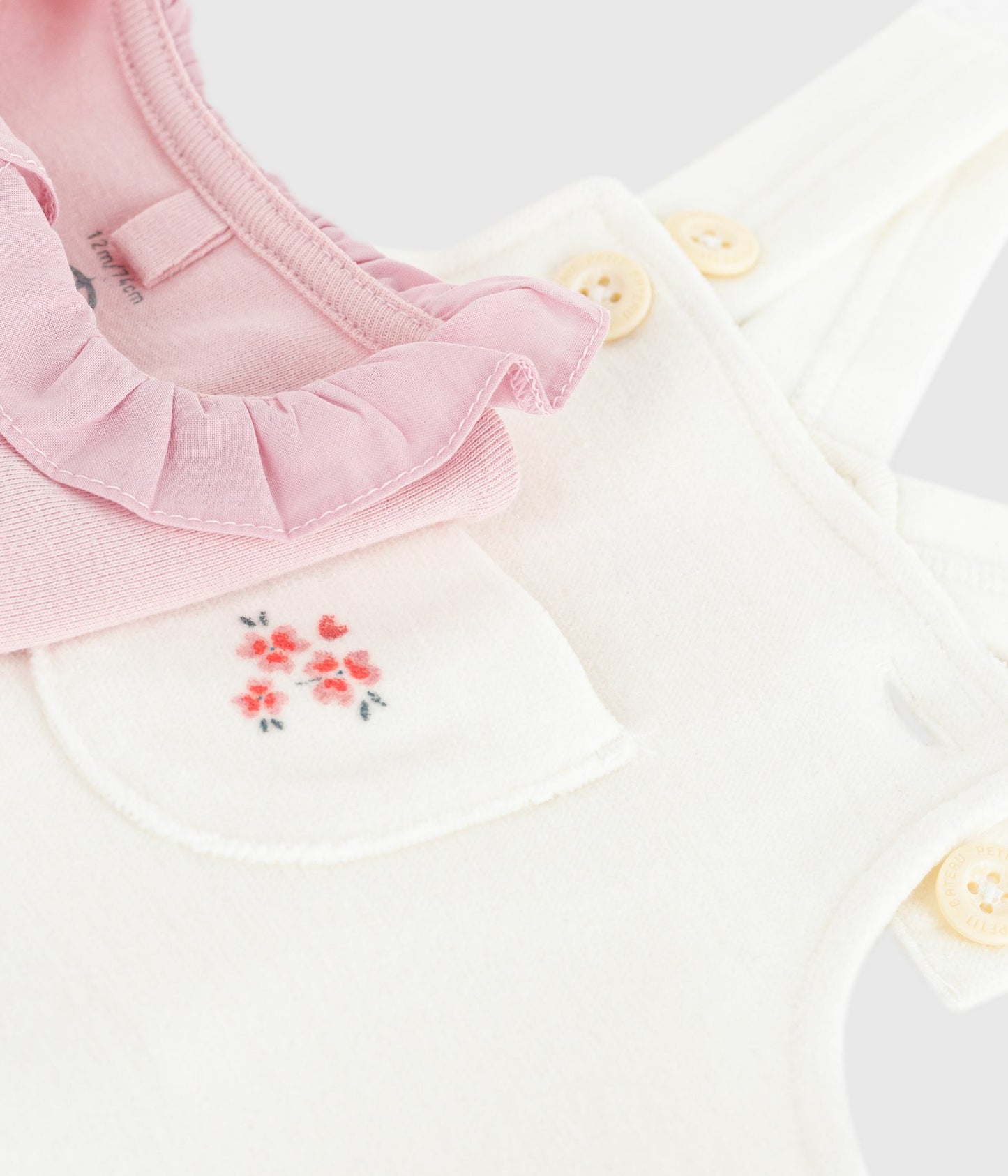 Sæt med hvid buksedragt og lyserød body til baby