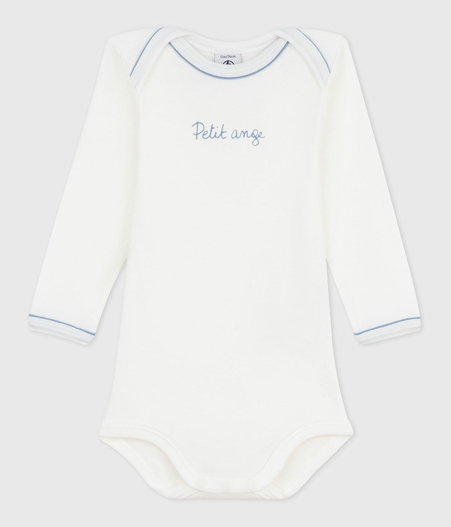 Langærmet body i hvid med blåt logo