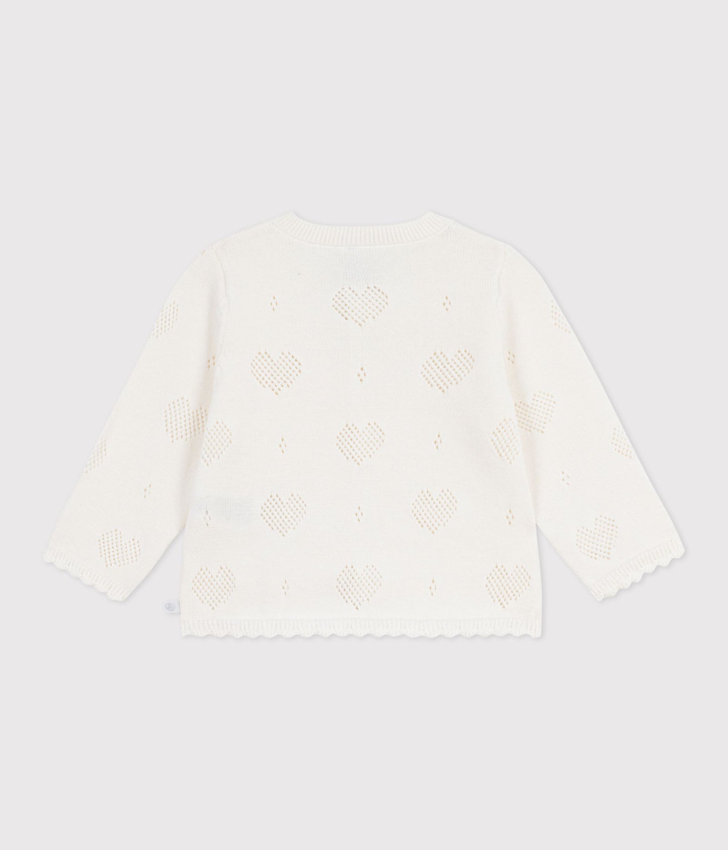 Cardigan med hjerte hulmønster baby - Hvid