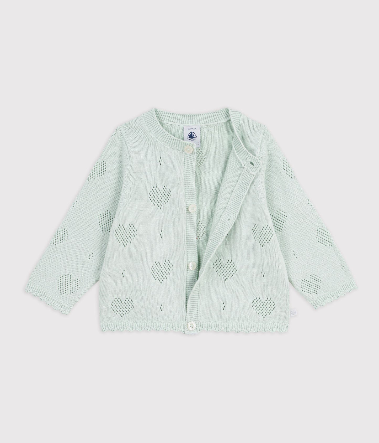 Cardigan med hjerte hulmønster baby - Mintgrøn/Spray
