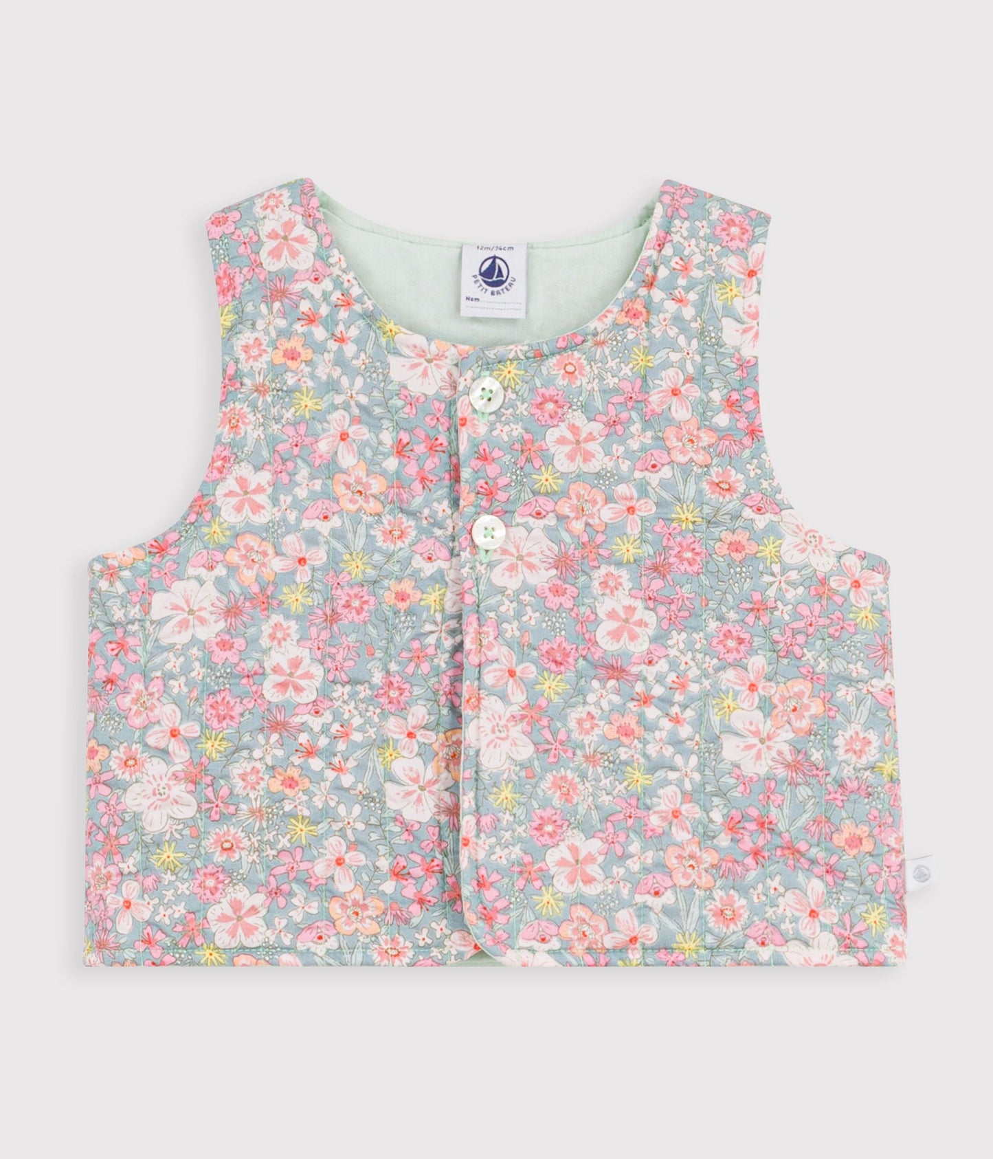 Bomuldsvest til baby med blomsterprint