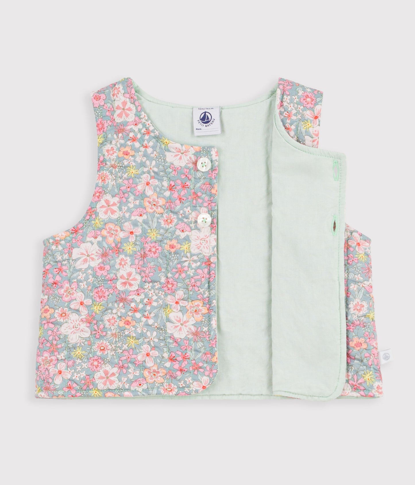 Bomuldsvest til baby med blomsterprint