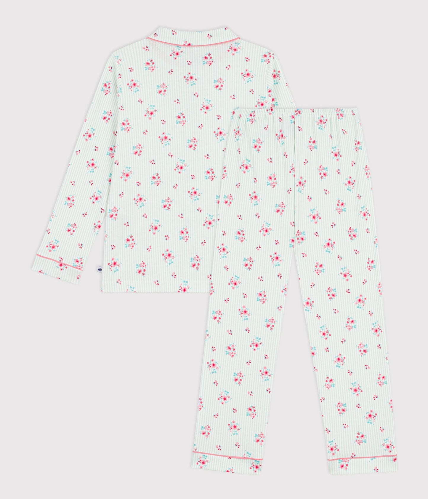 Pyjamas med knapper - Strib/Blomster